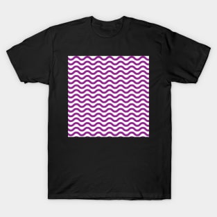 Purple Wavy Lines Repeat Pattern T-Shirt